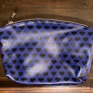 Ipsy Blue and Black Heart Cosmetic Bag